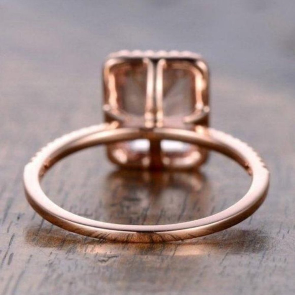 NEW 18K ROSE GOLD MORGANITE HALO DIAMOND RING, CUTE RING, SHINY RING. - Picture 3 of 4